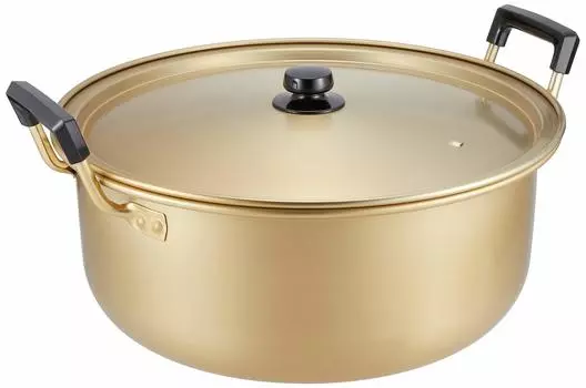 Алюминиевая кастрюля Hokuriku 44 см, газовая горелка, легкая, чистая щавелевая кислота, полная аромата, сделано в Японии, двуручная [только для] золотой