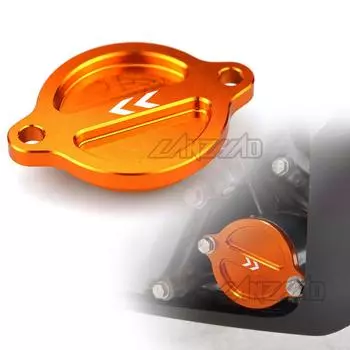 Алюминиевая крышка фильтра двигателя с ЧПУ для мотоцикла, модифицированный аксессуар оранжевого цвета для KTM Duke 250 390 2017 Arrow Logo