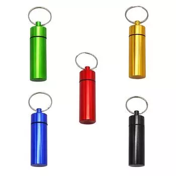 Алюминиевая металлическая бутылка с металлической ложкой и портативным футляром для таблеток Брелок чёрный