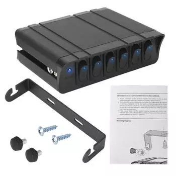 Алюминиевая панель контроллера с 6-канальным переключателем для грузовика JEEP Offroad RV со светодиодным индикатором