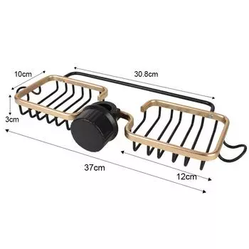 Алюминиевая полка для слива раковины Space Sink Drain Rack для хранения губок, полка для сушки мыла, органайзер для корзин, многофункциональный держатель для крана с двумя слотами чёрный