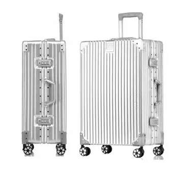 Алюминиевая рама Большая переноска Ультра большая переноска TSA 360 градусов Двойной бизнес M 4 6 60L для 5 [WanderMore] Чемодан, Ручная кладь, Тип, Кейс, Легкий, серебряный