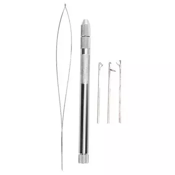 Алюминиевая ручка, тянущая петля, игла, микробусины, нитевдеватель для наращивания волос