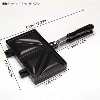 Алюминиевая сэндвичница с антипригарным покрытием — не содержит бисфенол А, легко моется, идеально подходит для завтрака и ужина — идеально подходит для домашней кухни 35.5*21.5*3