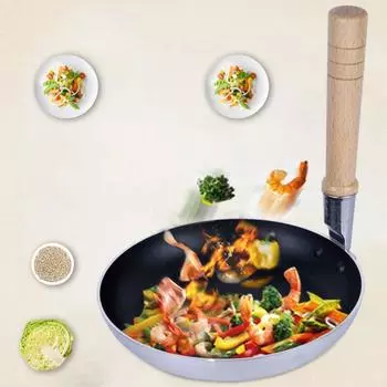Алюминиевая сковорода для риса «Омурайс» с вертикальной деревянной ручкой, сковорода для жарки яиц, кухонная утварь, сковорода для омлета «Родитель-ребенок» L серебряный