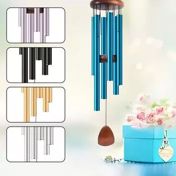 Алюминиевая трубка колокольчика ветра, кулон, мемориальный подвесной колокольчик ветра для домашнего патио, наружного украшения чёрный