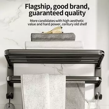 Алюминиевая вешалка для хранения в ванной комнате, настенная вешалка для полотенец, черная, неперфорированная, для туалета, вешалка для полотенец