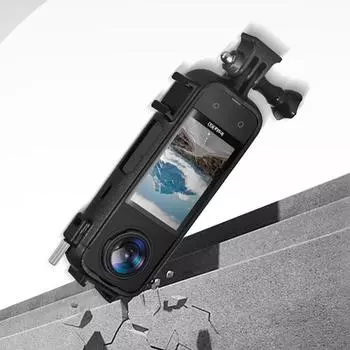 Алюминиевая защитная рамка для Insta360 X4, металлический прочный корпус, клетка с креплением для холодной обуви, аксессуары для камеры Insta 360 X4 чёрный