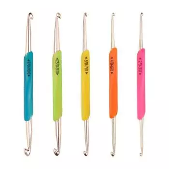 Алюминиевые крючки, мягкие вязальные спицы, швейный инструмент, двусторонний крючок, подарок маме 8/0-10/0