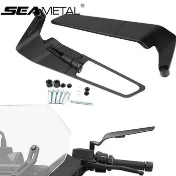 Алюминиевые зеркала для мотоциклов SEAMETAL с резьбовыми болтами 8 мм и 10 мм, ветровое стекло высокой четкости 1 set