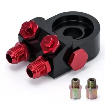 Алюминиевый адаптер AN10 для маслоохладителя сэндвич-турбо с термостатом и фитингом 3/4-16 UNF, M20*1,5 синий