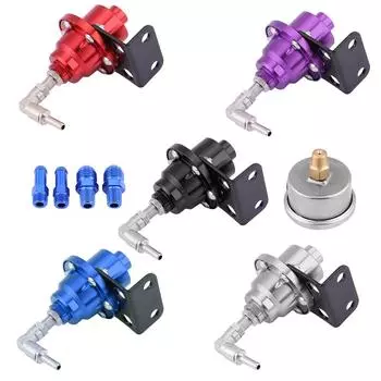 Алюминиевый автомобиль, 160 фунтов на квадратный дюйм, регулируемый 1: 1 комплект масляного манометра регулятора давления топлива Black