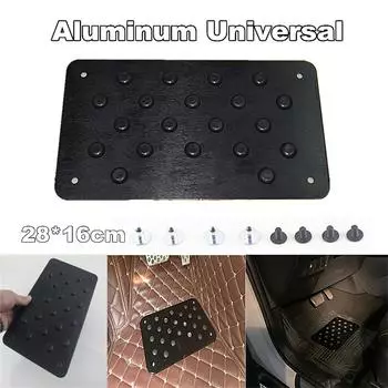 Алюминиевый автомобильный напольный коврик, нескользящая резиновая пяточная пластина, педаль, коврик для ног, черный x1