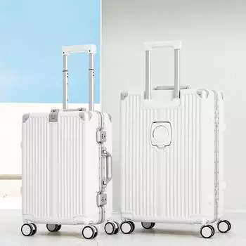 Алюминиевый чемодан Yongsheng: Кабина 20 , тележка 24 , большая вместимость 28 , защита от падения, замок с паролем 20 inches белый