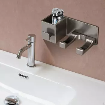 Алюминиевый держатель для фена, настенный держатель для фена, полка для ванной комнаты в спальню серый