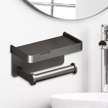 Алюминиевый держатель для туалетной бумаги, вешалка для полотенец в ванной комнате, настенное крепление для телефона чёрный