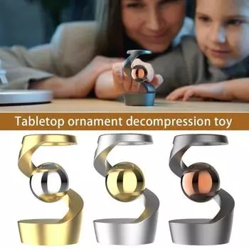 Алюминиевый гироскоп, украшения для снятия стресса, бесшумная работа, визуальное вращение, сенсорная игрушка, настольная помощь для концентрации, вращающиеся игрушки для взрослых и детей розового золота