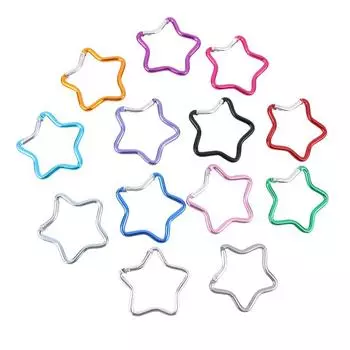 Алюминиевый карабин в форме пятиконечной звезды, зажим для ключей, брелок для ключей на открытом воздухе, крючок для бутылки, подвесная пряжка светло-синий