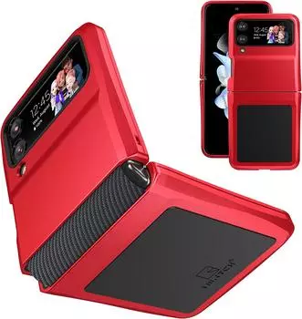 Алюминиевый каркас, мягкая резиновая броня, чехол для Samsung Galaxy Z Flip 4, металлический корпус с защитой шарниров для Galaxy Z Flip 4, 5g, чехол For Galaxy Z Flip 4 красный