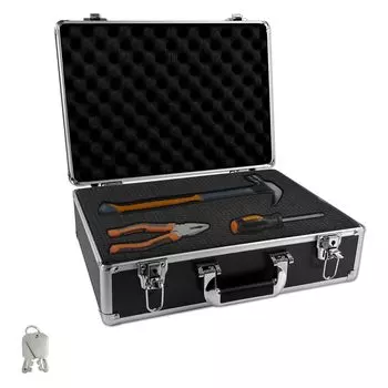 Алюминиевый кейс COBIVI, кейс из дюралюминия, витрина, кейс из губки, небольшой ящик для хранения инструментов, ящик для инструментов с подушкой-блоком, маленький чёрный