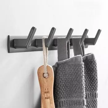 Алюминиевый крючок для халата серый белый черный креативный 3 4 5 6 рядный настенный крючок для ванной комнаты кухни туалета дома держатель для ключей для полотенец