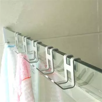 Алюминиевый крючок Traceless Hook Двойной крючок Вешалка для полотенец Вешалка для хранения на кухонном шкафу Крючки для стеклянной двери в ванной Крючок для одежды без гвоздей