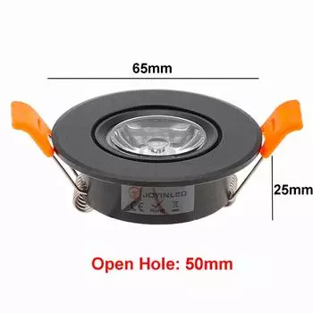 Алюминиевый круглый светодиодный потолочный светильник с регулируемой яркостью 3 Вт AC90-260 В DC12 В встраиваемый светодиодный точечный светильник с вырезом под светодиодную лампу 50 мм с драйвером 3W 6000K