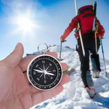 - Алюминиевый мини-компас с брелоком для ключей, карманный компас для выживания на открытом воздухе