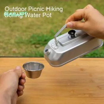 Алюминиевый походный чайник 300 мл, портативный прямоугольный горшок небольшой емкости, пищевая посуда, уличный пикник, пеший туризм, горшок с кипящей водой, походная посуда серебряный