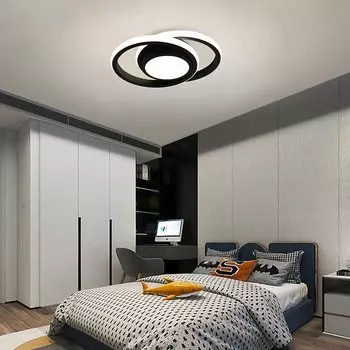 Алюминиевый потолочный светильник, светодиодный потолочный светильник для кухни, прохода, спальни, гостиной, черный, белый, 6000K