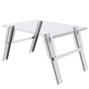Алюминиевый рулонный стол серебристый эксклюзивный удлинительные ножки складной модернизированный кемпинг (компактный)