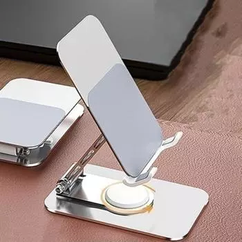 Алюминиевый силиконовый держатель для мобильного планшета, вращающаяся на 360 градусов опорная основа, устойчивая складная подставка для телефона серый