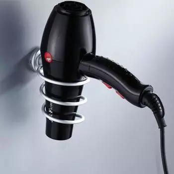 Алюминиевый спиральный держатель для фена, подставка для ванной комнаты, полка для хранения вентилятора, настенная стойка серебряный