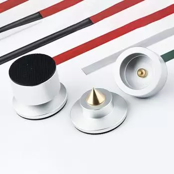 Алюминиевый сплав Аудио Ножка Гвоздьная машина Штатив Силиконовая противоскользящая прокладка - Колодки Спикер Амортизатор Кронштейн - Стенды серебряный