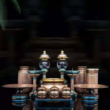 Алюминиевый сплав Чаша для воды Подношение Буддийские фонари Ваза Поднос для фруктов Подставка для свечи Церковная трубка Буддийские принадлежности Домашний декор