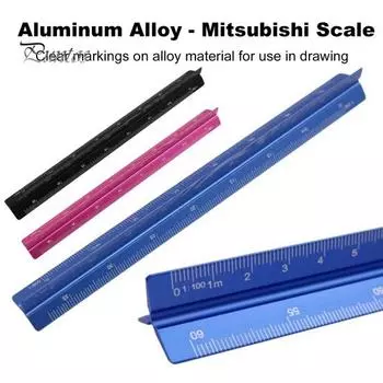Алюминиевый сплав Инженерная масштабная линейка Высокоточный треугольный архитектурный чертежный инструмент Масштабная линейка Чертежные принадлежности A розы красного