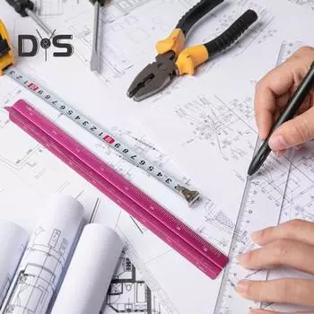 Алюминиевый сплав Инженерная масштабная линейка Высокоточный треугольный архитектурный чертежный инструмент Масштабная линейка Чертежные принадлежности A розы красного