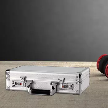 Алюминиевый сплав кейс для переноски с ручкой замок пароль портфель портативный Black