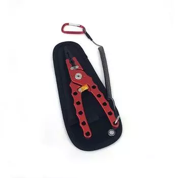 Алюминиевый сплав Клещи для приманок Контроллер Верхнее кольцо Открытая петля Резка Зажим для проволоки с замком Зажим для рыбалки Инструмент для рыбалки 1pcs with hand rope+bag красный