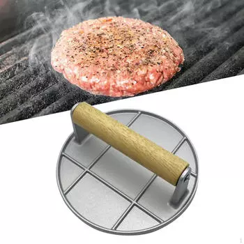 Алюминиевый сплав Пресс для бургеров Гриль для приготовления фрикаделек Мясной пресс для фарша Деревянный Round