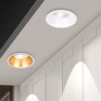 Алюминиевый светодиодный светильник COB, 7 Вт/12 Вт, встраиваемый потолочный светильник, точечный светильник, светодиодный потолочный светильник, белое золото/черное золото, внутренний светильник, кухонное освещение 12w&Natural White