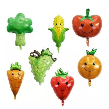 Алюминиевый воздушный шар для вечеринки, украшение воздушными шарами, мультфильм, овощи, фрукты, день рождения