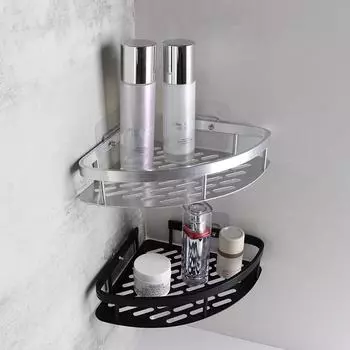 Алюминий цинк цинковый сплав душевая угловая полка штатив органайзер для хранения косметики прочная полка для ванной комнаты кухня чёрный