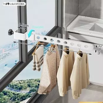 Aluminium Clothes Hangers Foldable Window Clothes Hanger Durable Drying Rack Clothes Organization white-upgrade