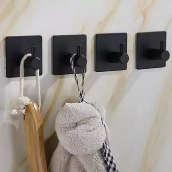 Алюминиевый сплав черный крючок для халата настенный крючок для полотенец для ванной комнаты самоклеящийся нержавеющий крючок вешалка для кухонного оборудования