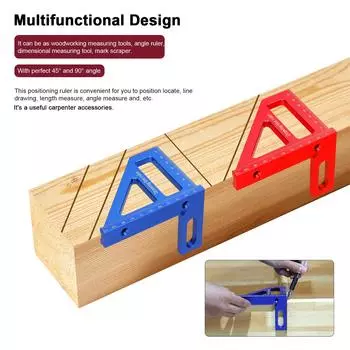 Aluminum Alloy Red Miter Triangle Ruler 45°/90° Woodworking Square Protractor - 3D Multi Angle Layout Measuring Tools красный