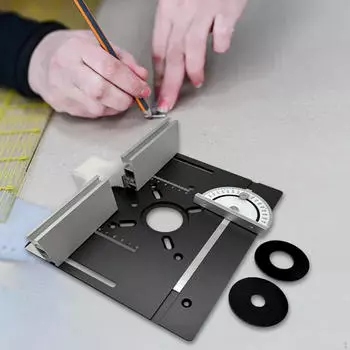 Aluminum Alloy Router Table Insert Plate, Wood Trimming Machine Board, with 2x Black
