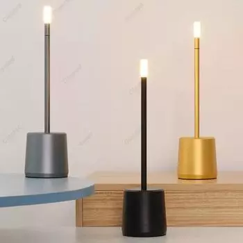 Aluminum Bedside Lamp Touch Control LED Table Lamp Stepless Dimming Battery Powered for Hotel Restaurant for Bars Living Room 1200Mah серебряный