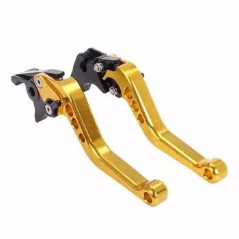 Aluminum Brake Clutch Lever Set, 6 Levels of Adjustment, For Honda General Purpose CBR250, VFR400, CB400, RVF400, NSR250, CB250 (Gold)