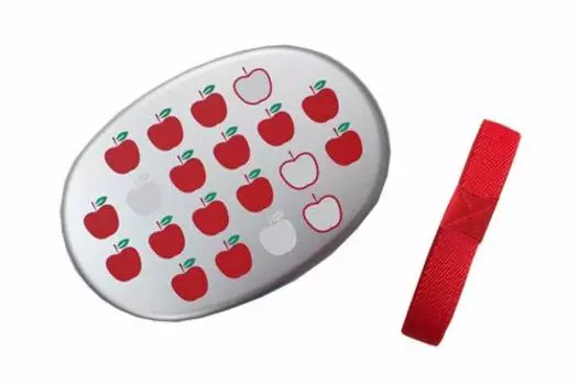 Aluminum lunch box 280ml polyethylene inner lid and rubber Apple pattern Made in Japan (with band)